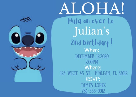 INSTANT EDITABLE DOWNLOAD Stitch Birthday Invite 