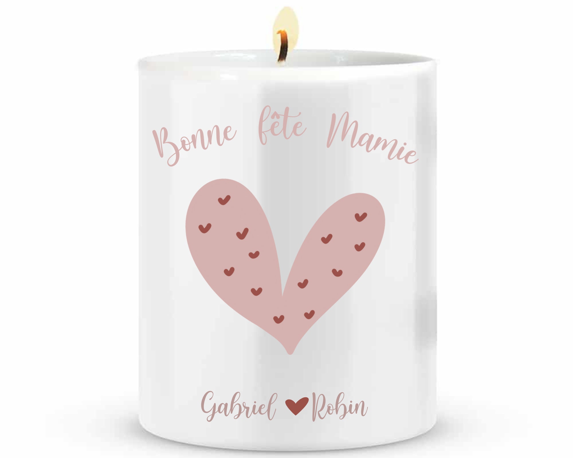 Bougie Pot Bonne Fête Mamie/Bougie Personnalisée/Fêtes Des Grands Mères/Bougie Pot Céramique Coeur