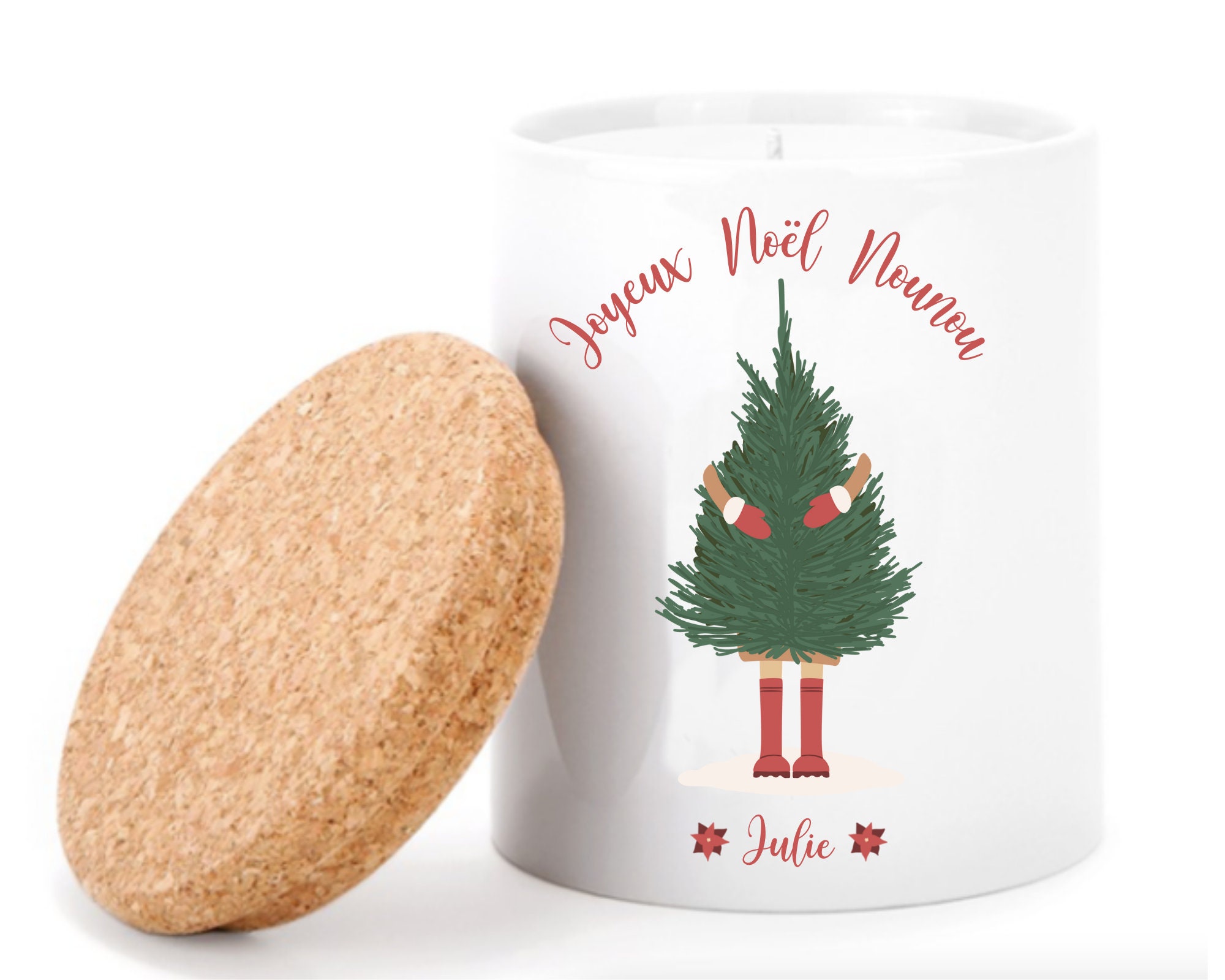 Bougie de Noël/Bougie Personnalisé/ Cadeau Nounou/ Sapin Noel