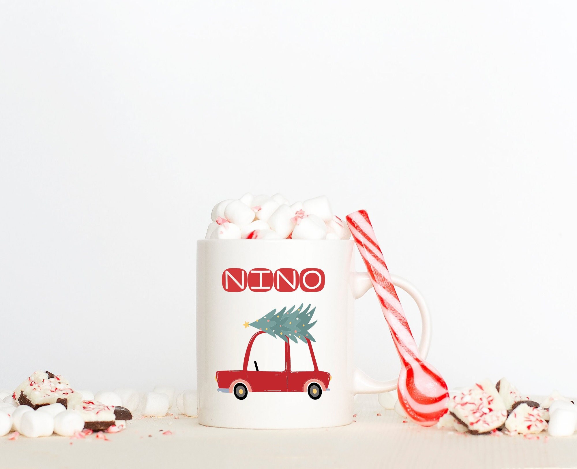 Mug Noël Enfant/Mug Enfant Personnalisé/Mug Prénom/Cadeau Noël/Voiture/Mug Incassable Enfant/Tasse N