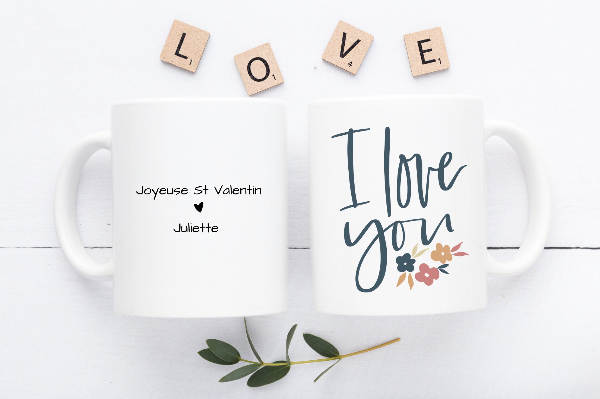 Mug Personnalisé Saint Valentin/ I Love U/ Mug Personnalisé/ Valentin/Amour