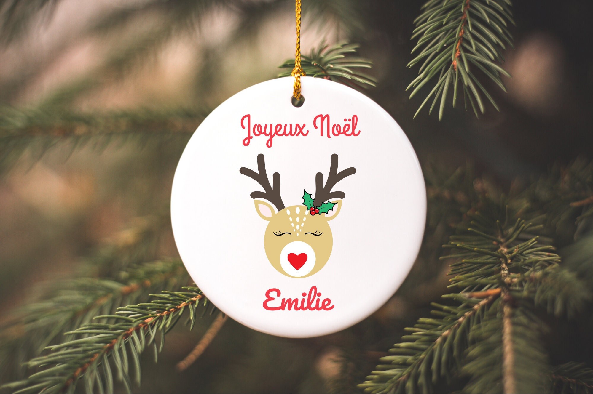 Décoration Noël Renne Céramique/Cadeau Noël/Décoration Personnalisée/Décoration Sapin/Renne