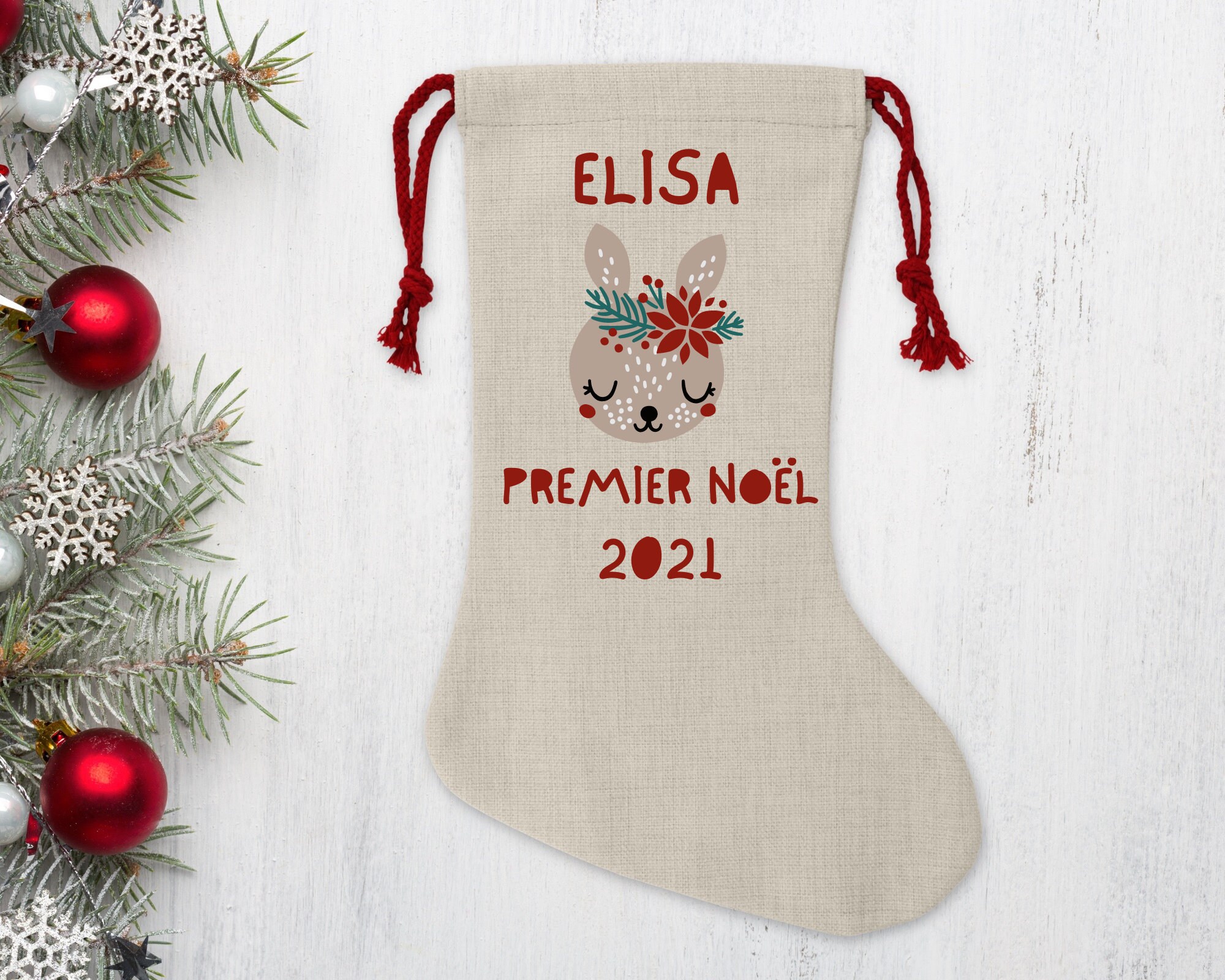 Chaussette Noël Mon Premier Noël/Personnalisée/Chaussette Noëlbas de Noël Personnalisée/Chaussette P