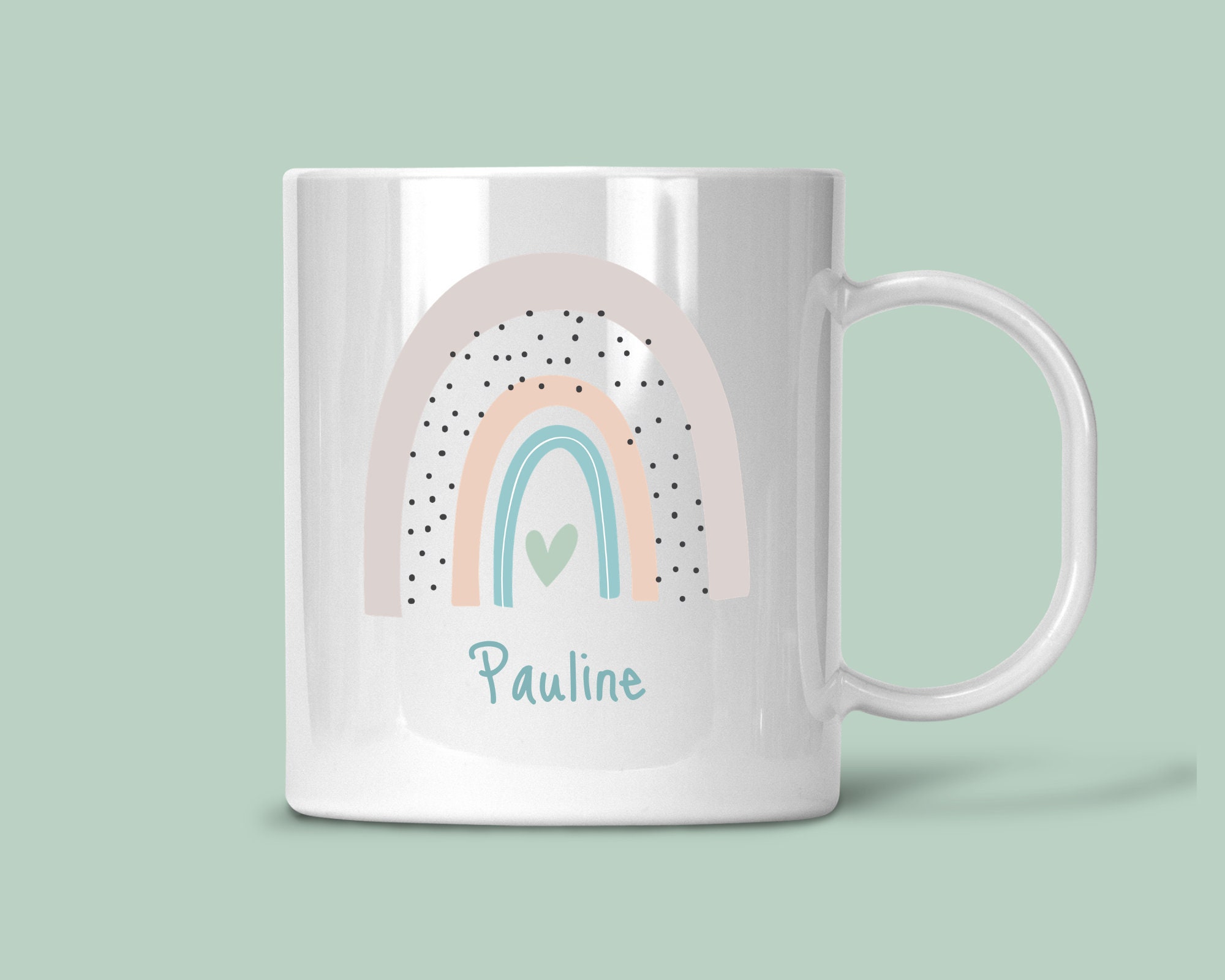 Mug Enfant Incassable Personnalisé/Mug Enfant/Arc-En-Ciel/Mug Prénom