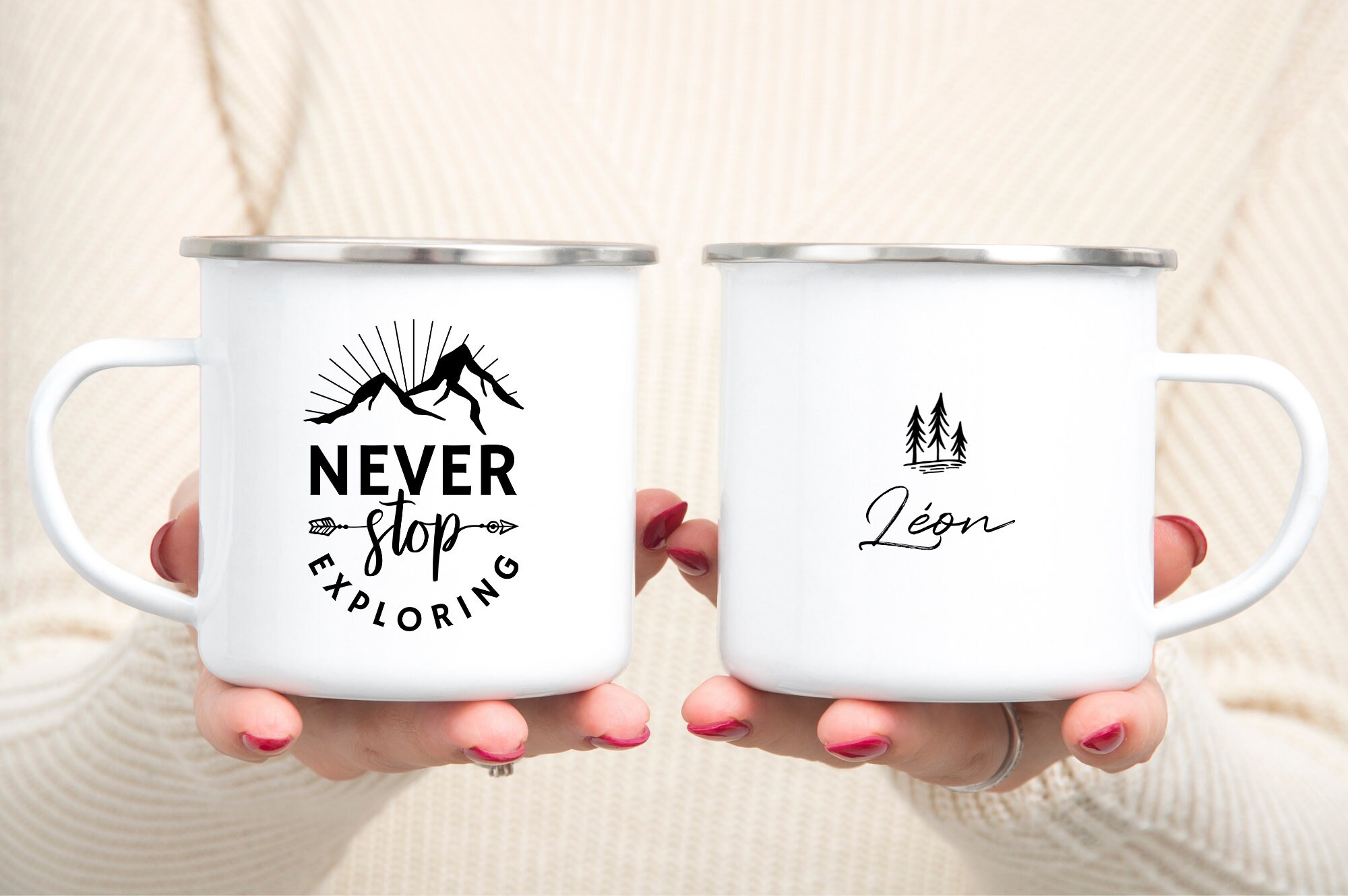 Mug Inox/Van Life/Nerver Stop Exploring /Van/ Mug Camping/Montagnes/ Mug Personnalisé