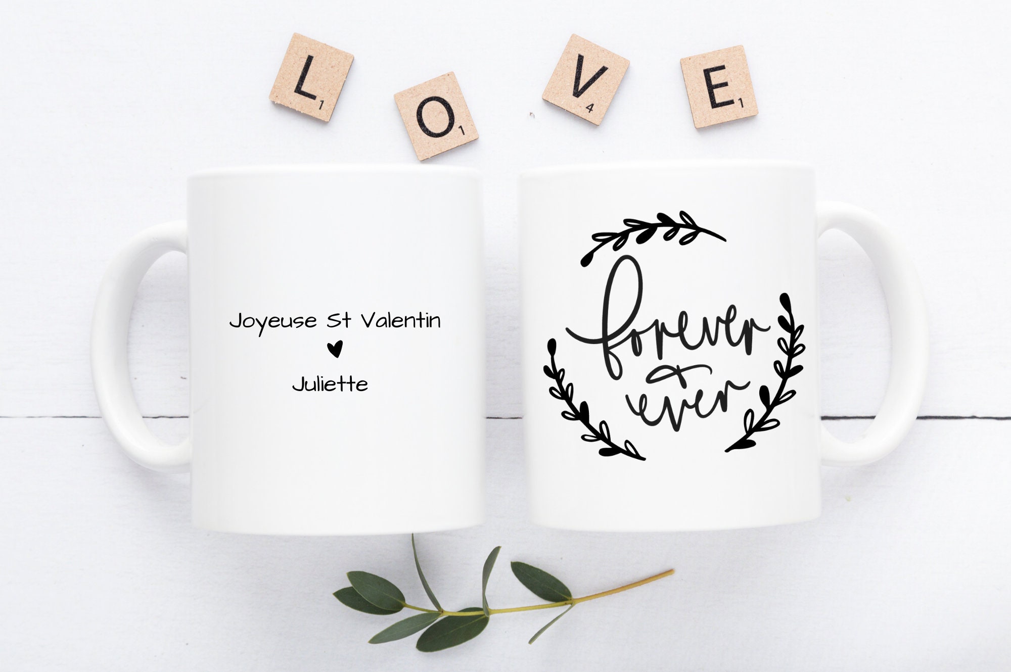 Mug Personnalisé Saint Valentin/ Forever & Ever/ Mug Personnalisé/ I Love You/ Valentin/Amour