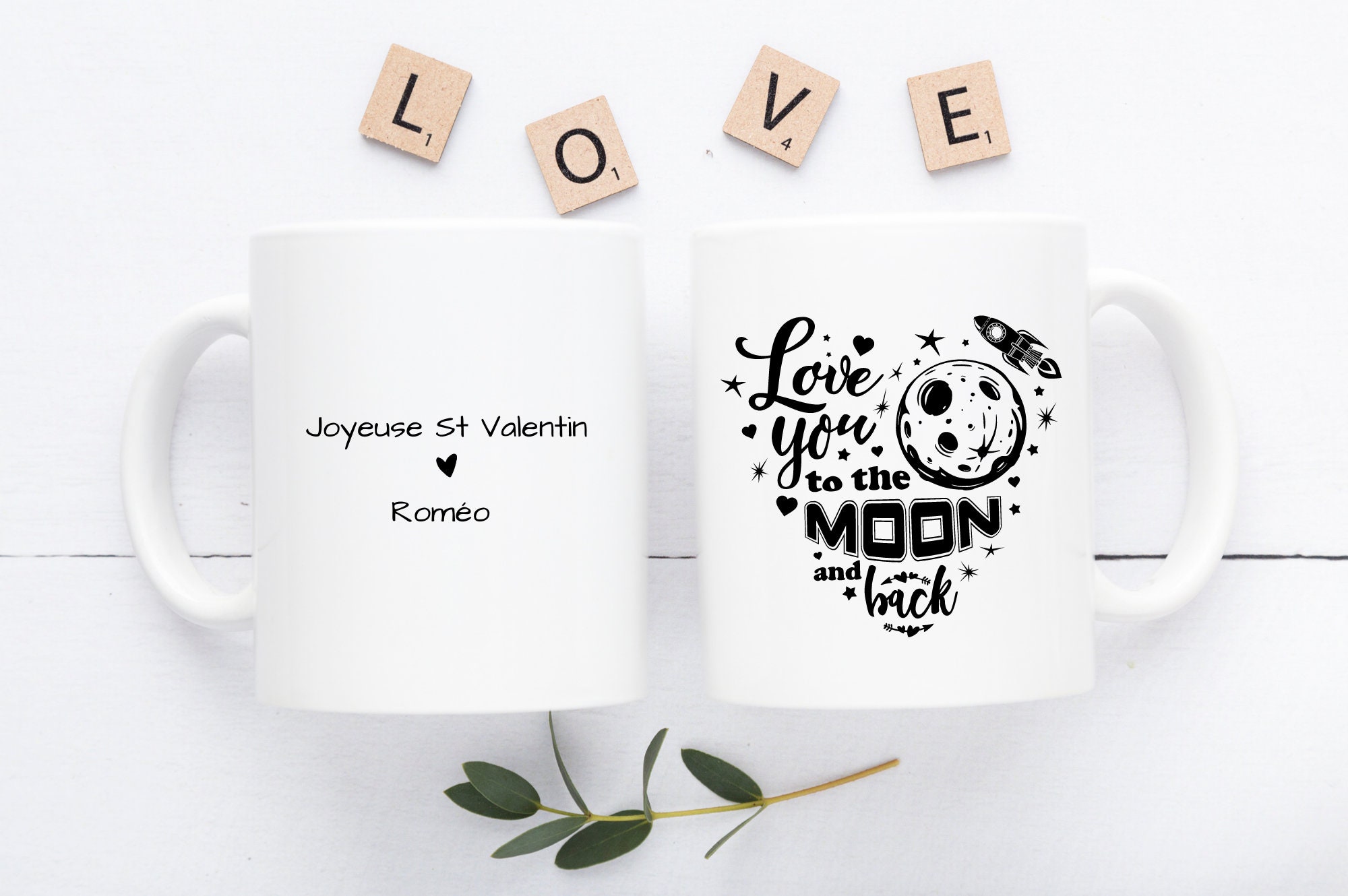 Mug Personnalisé Saint Valentin/ To The Moon & Back/ Mug Personnalisé/ Moon/ Valentin/Amour