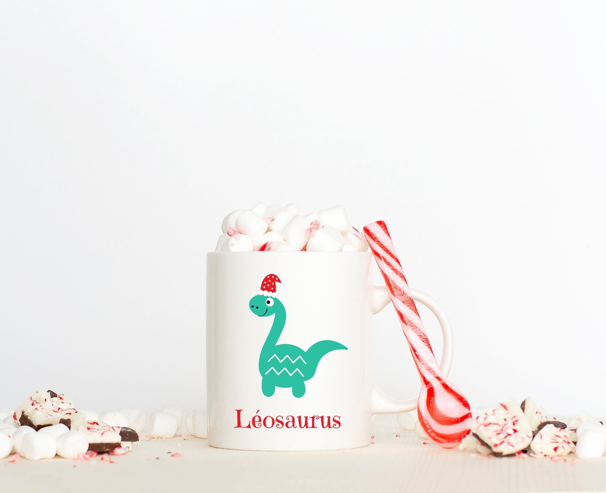 Mug Noël Dinosaure Enfant/Mug Enfant Personnalisé/Mug Prénom/Cadeau Noël/Dinosaure/Mug Incassable En
