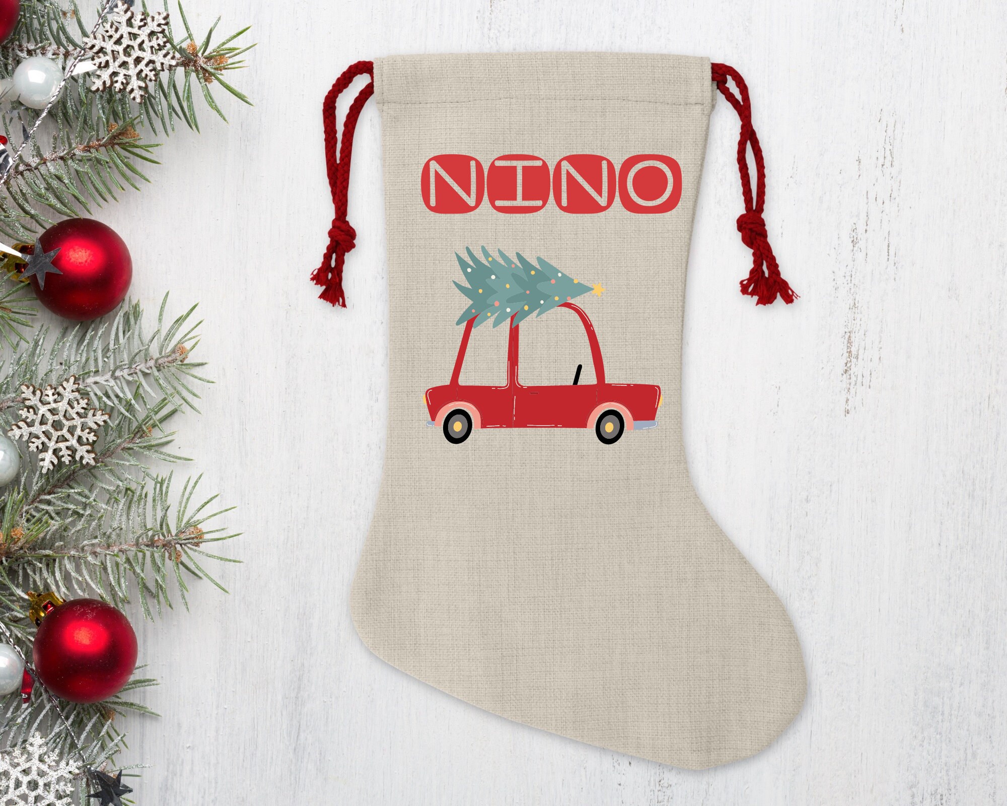 Chaussette de Noël Personnalisable/Chaussette Noël Prénom/ Chaussette Personnalisée/ Botte Noel Pers