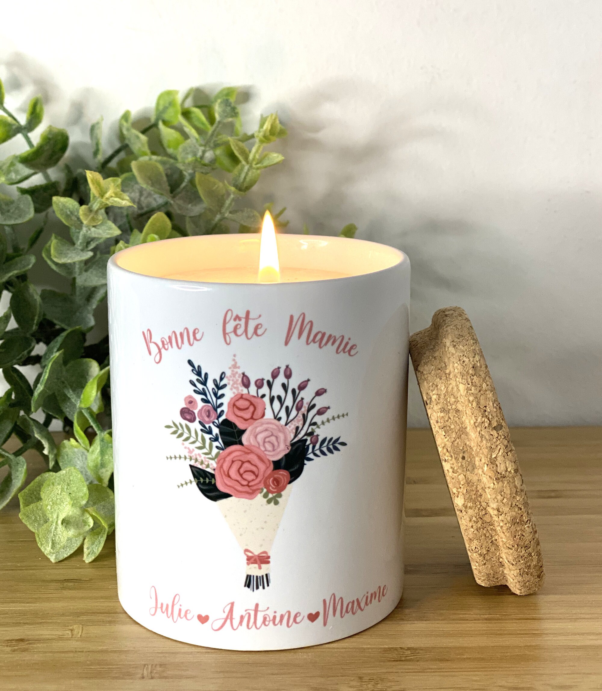 Bougie Pot Bonne Fête Mamie/Bougie Personnalisée/Fêtes Des Grands Mères/Bougie Pot Céramique