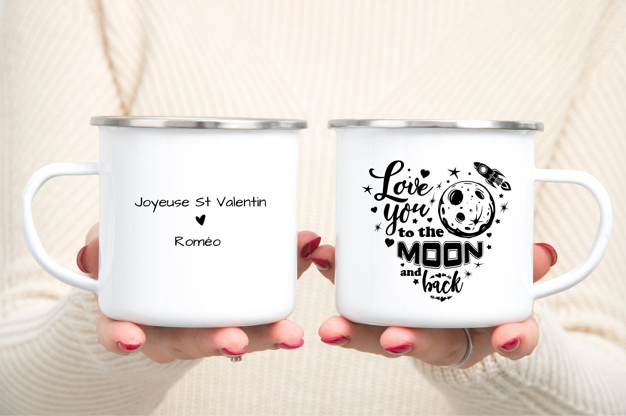 Mug Inox Campeur Love You To The Moon/ Mug Inox/ Camping/ Mug Personnalisé