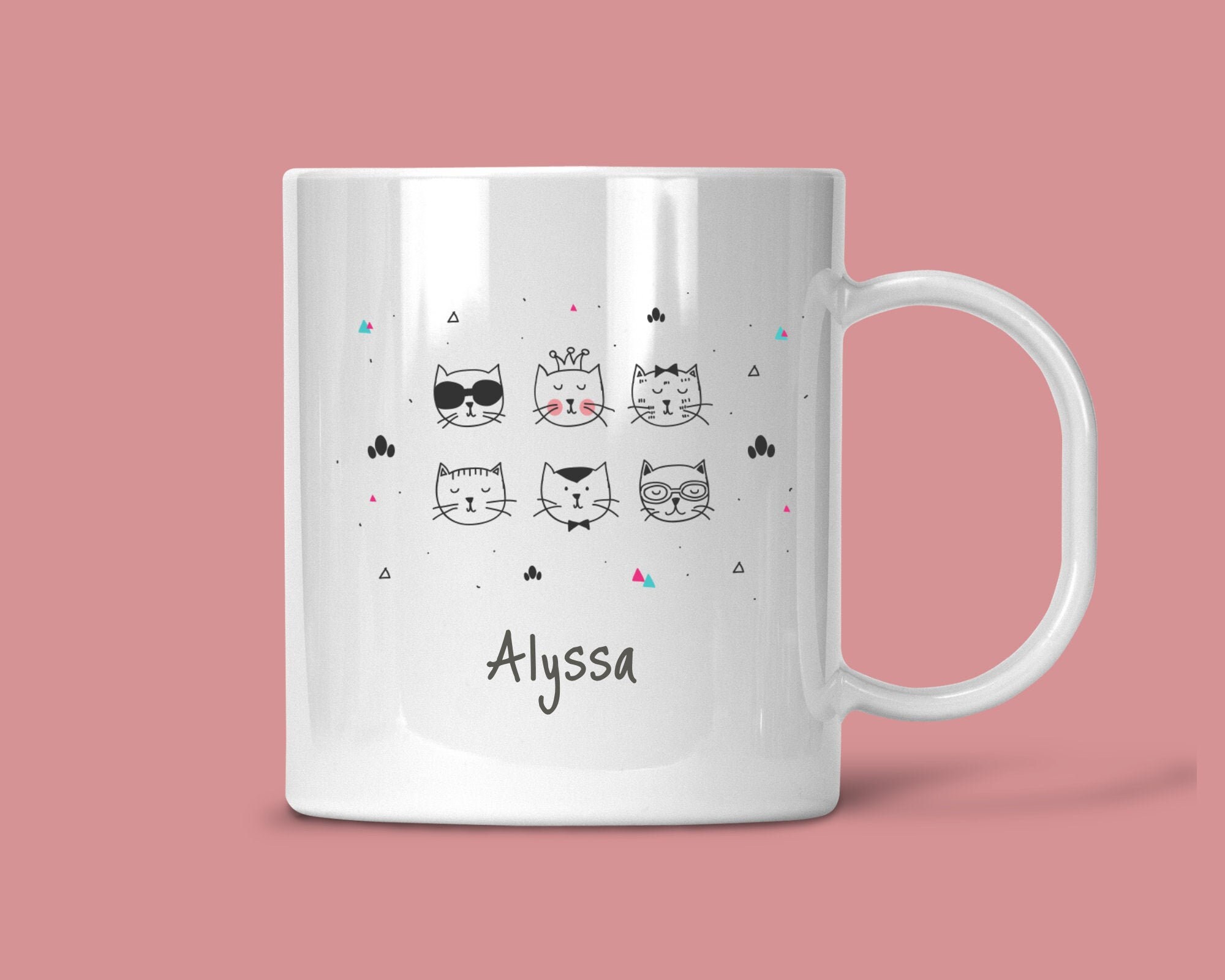 Mug Enfant Incassable Personnalisé/Mug Enfant/Chats/Mug Prénom