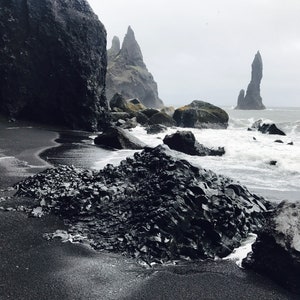 Reynisfjara Black Beach, Iceland, Fine Art Photography Print, Iceland Photo Print, Iceland Landscape, Travel Photography, Vik Volcanic Rocks