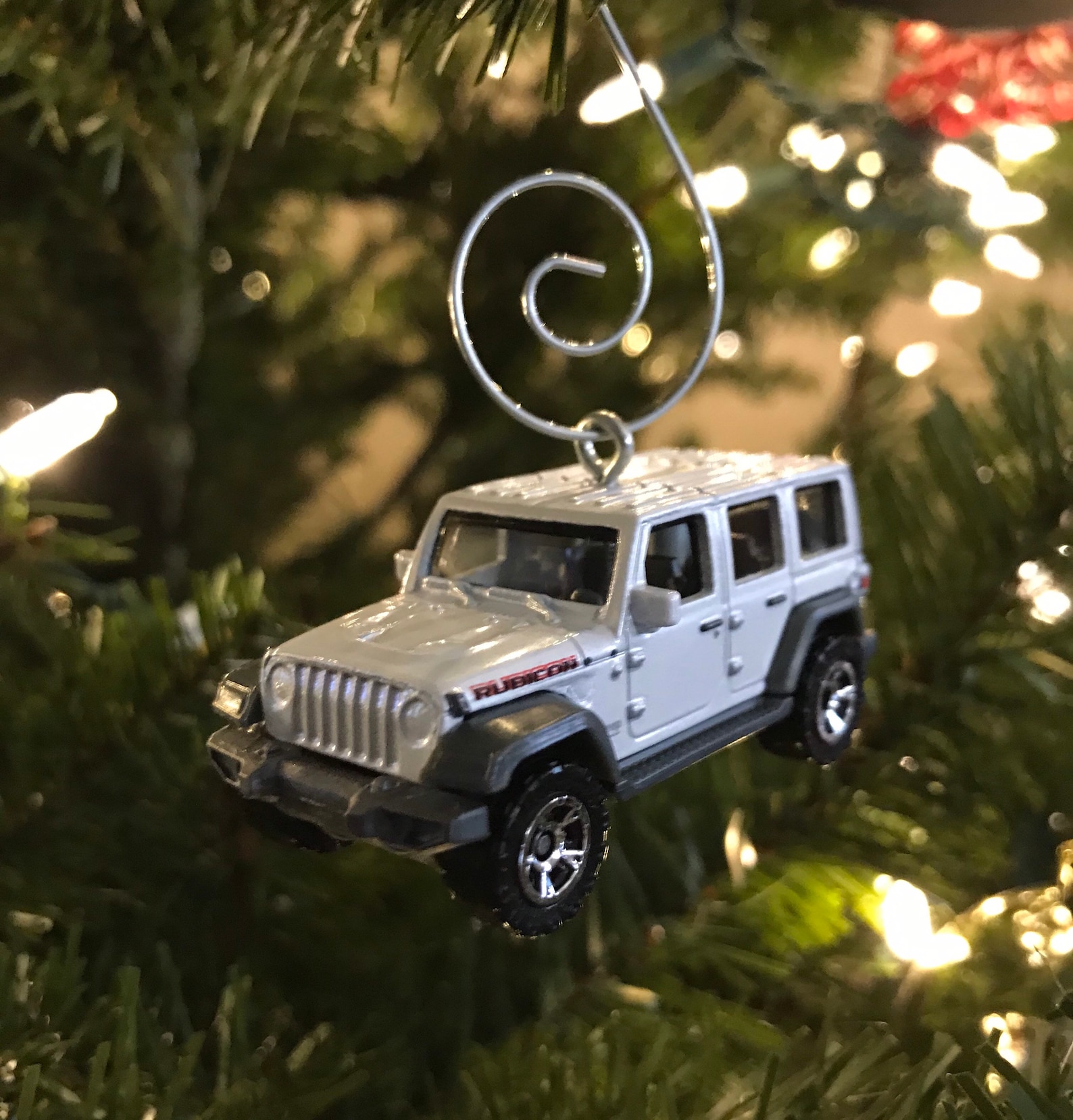 White Jeep Christmas Ornament 