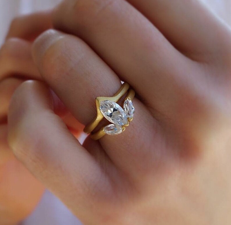 Moissanite Wedding Set Bridal Set Vintage Engagement Ring Matching Ring Couple Ring Anniversary Gift Vintage Ring 14K Gold Ring Promise Ring