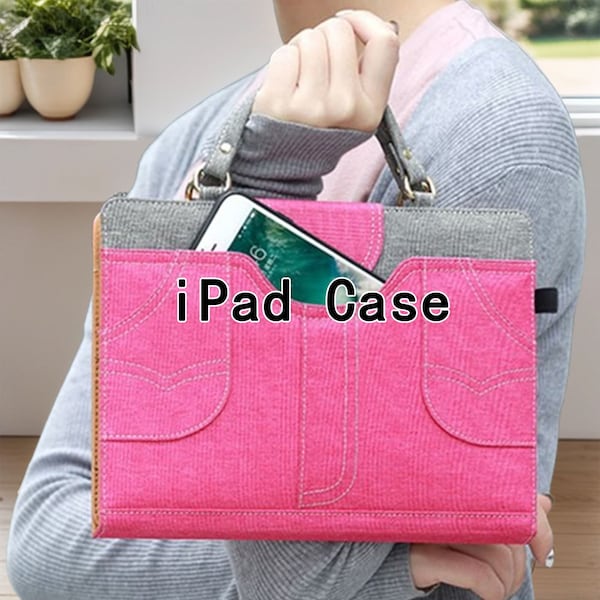 Fabric PU leather iPad handbag shoulder bag iPad case for iPad Pro 11" 12.9" 2022 iPad Air 5 10.9" 2022 iPad 10 10.9" 2022 iPad mini 6