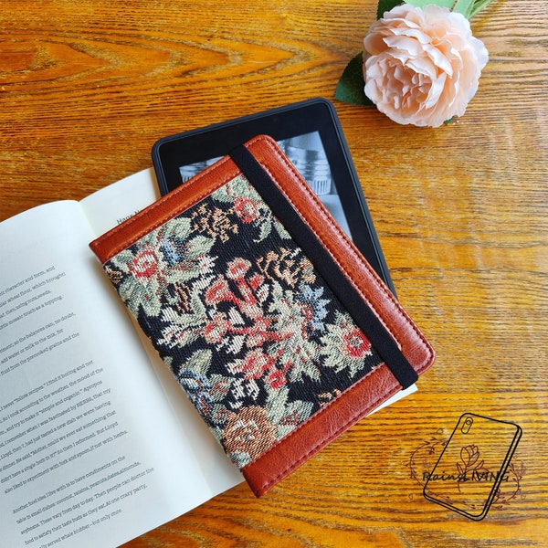 Retro Literary Style Embroidered Flower Fabric Kindle Case | Paperwhite 11th Gen 6.8-Inch Paperwhite 10th Gen 6-Inch Kindle 10th Gen-2019