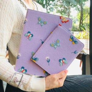 Étui ipad en tissu brodé de papillons colorés, porte-crayons intégré et réveil automatique pour iPad Air Pro 11''13" mini 7, iPad 11e génération
