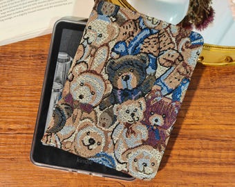 Custom name magnetic detachable japanese style embroidered fabric e-book case for paperwhite 7" 2026,paperwhite 12/11 th gen,kindle 6" 2026