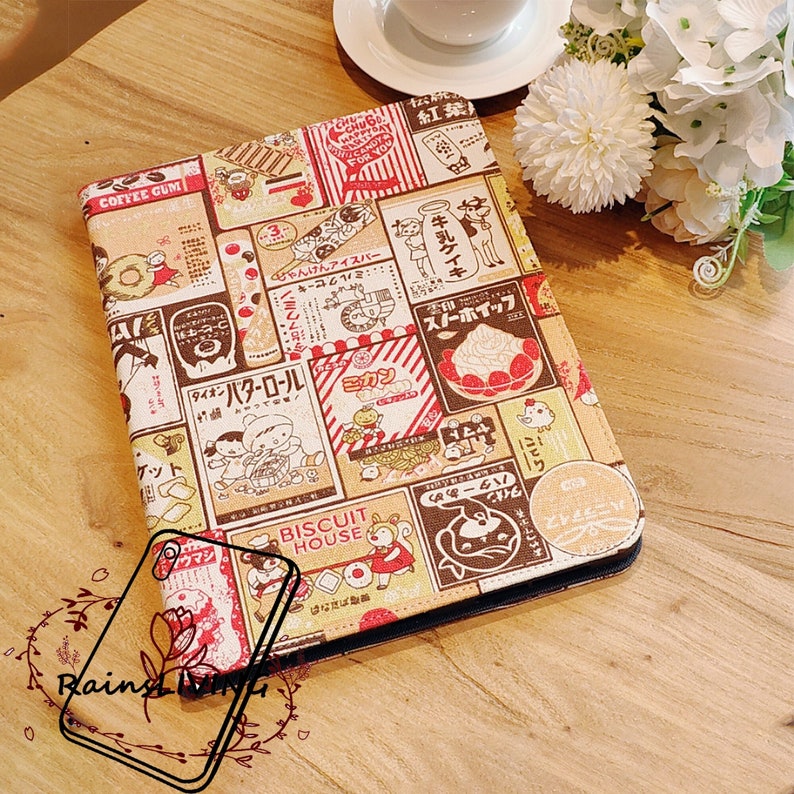 Japanese style cartoon fabric iPad case built-in charging pen slot,ipad air 5 iPad pro 11 12.9 iPad 10 2022 mini 6 cover,christmas gift image 1