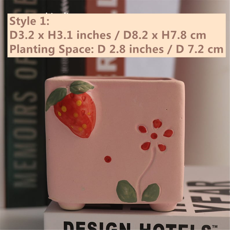 Cute strawberries planter strawberry ceramic planter small strawberry decor party mini planter