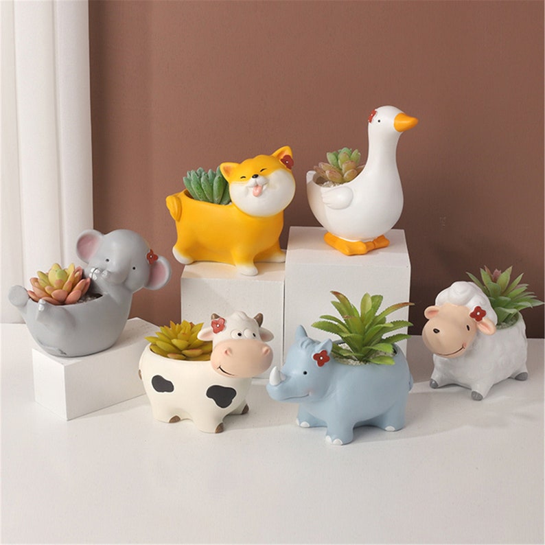 Cool duck elephant cow rhino dog sheep planter for