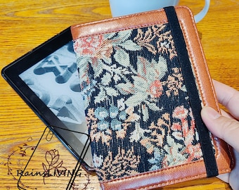 Couverture de livre électronique, broderie rétro en tissu à fleurs, étui pour Kindle, nouveau Kindle 2022, étui pour Kindle Paperwhite 11e 10e génération, livre, étui pour iPad