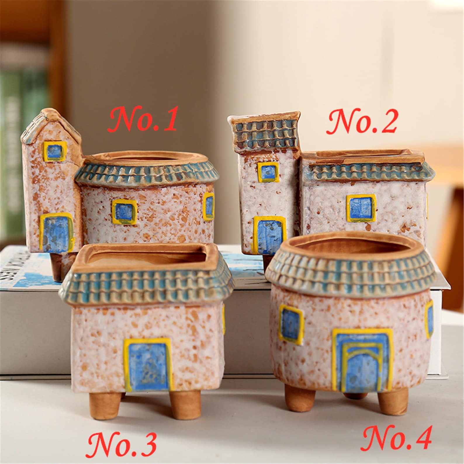Cute houses planter building ceramic planter decor Etsy