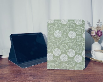 Green fabric ipad case with built-in pencil holder charging auto sleep wake up for iPad Air Pro 11'' 13" M4 mini 7 2024 Air 6 5,iPad A16