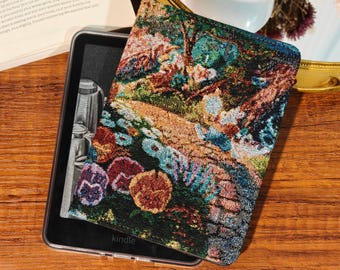 Personalized magnetic detachable japanese style embroidered fabric e-book case for paperwhite 7" 2026,paperwhite 12/11 th gen,kindle 6" 2026