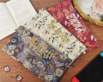 Retro embroidered custom name fabric nintendo switch bag for switch 2,switch oled,with 6 game slots and lanyard,joystick caps,switch sleeve