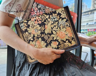 Retro Literary Style Embroidered Flower Fabric ipad case built-in pencil holder for iPad Air Pro 11'' 13" M4 mini 7 iPad 2024 M4 case