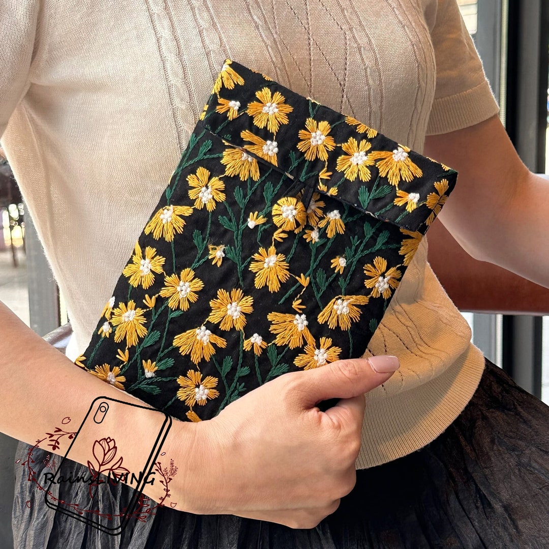 Embroidered Yellow Daisy Flower Fabric Kindle Sleeve for Kindle ...