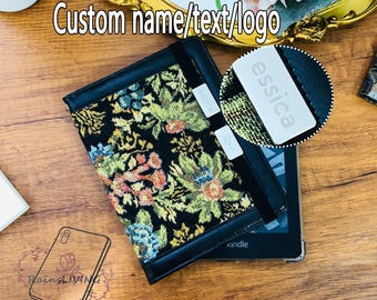 Personalized fabric kindle case with metal nameplate for paperwhite 12th generation,paperwhite 11th gen,kindle colorsoft,6 inch kindle case