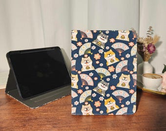 Retro japanese style fabric iPad case with auto sleep wake up for iPad Air 11''13" M4, iPad A16,iPad Air 2/1 9.7",iPad Pro 9.7" case
