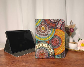 Retro datura flower fabric iPad case with auto sleep wake up for iPad Air 11''13" M4, iPad 11th gen,iPad Pro 11''13" mini 7 2024 case