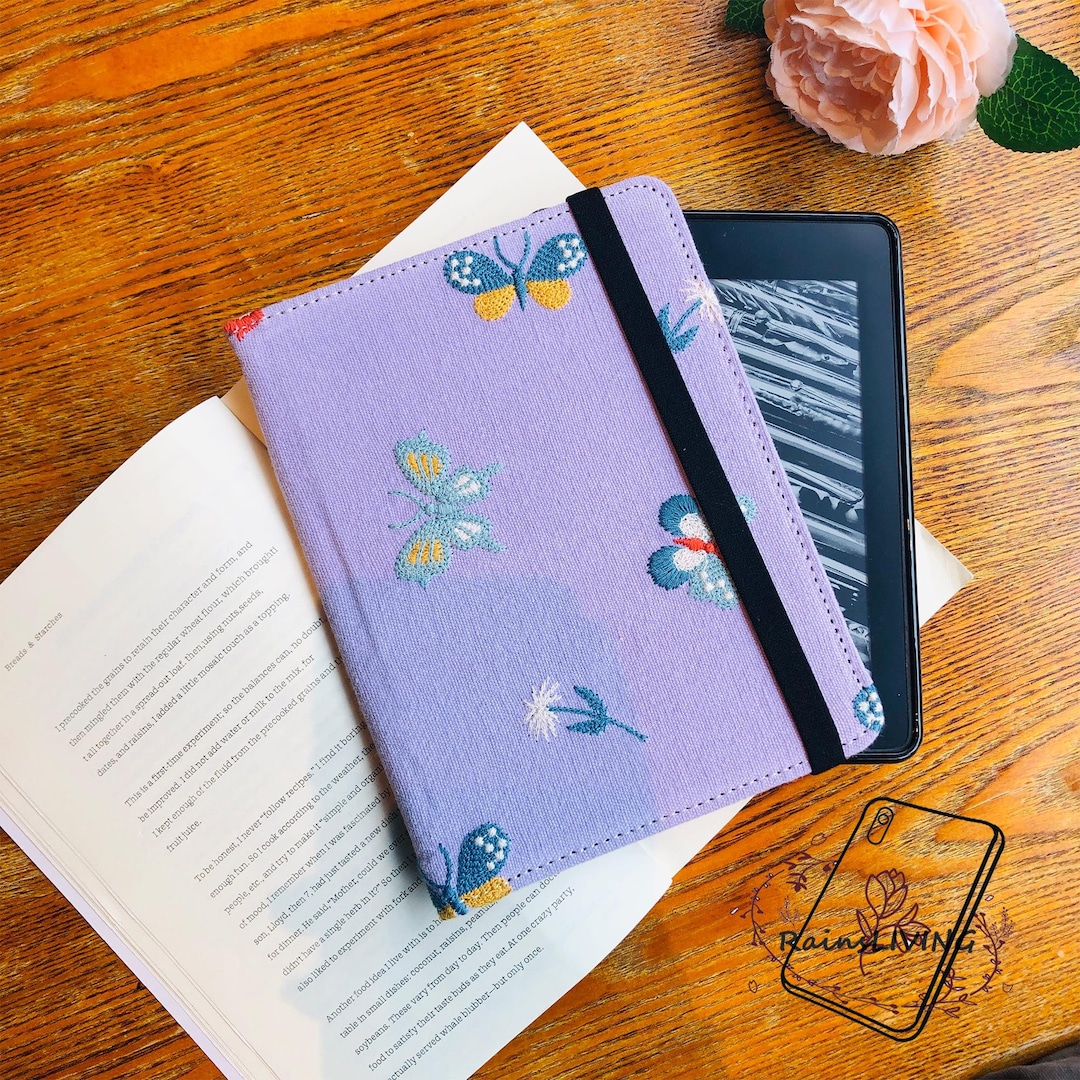 Hand Embroidered Purple Fabric Case for Kindle Paperwhite 6.8" 12th ...