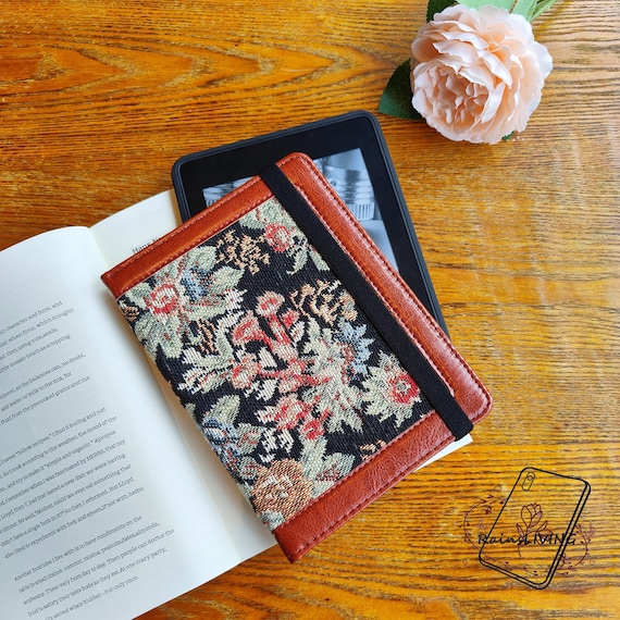 Retro Literary Style Embroidered Flower Fabric kindle case,paperwhite 12th generation,kindle 11th gen case,kindle colorsoft,kobo Tolino case