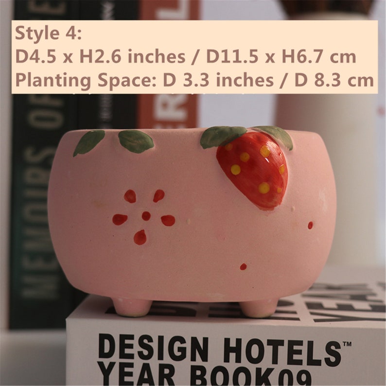 Cute strawberries planter strawberry ceramic planter small strawberry decor party mini planter