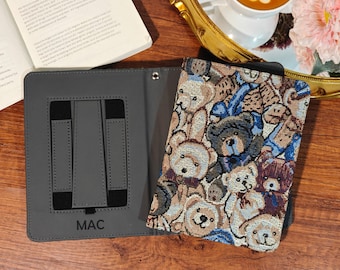 Custom name magnetic embroidered fabric case for Kobo Clara Colour,Tolino Vision 6,Boox Go 6 Gen II,Nook Glowlight 4E,Pocketbook Verse Pro