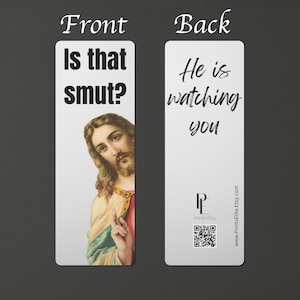 Is That Smut Funny Peeking Jesus Bookmark Romance Reader Gift Book Lover Gift Smut Lover Bookmark with Tassel image 2