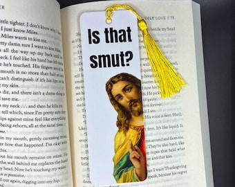 Is That Smut Funny Peeking Jesus Bookmark | Romance Reader Gift | Book Lover Gift | Smut Lover | Bookmark with Tassel