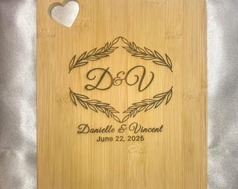 Personalized Bamboo Charcuterie Board Set, Newlywed Gift