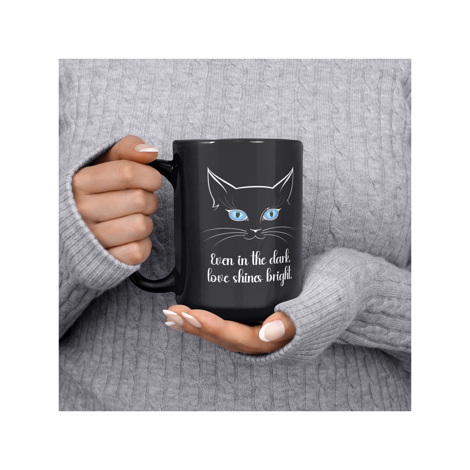 Glow-in-the-Dark Cat Eyes and Whiskers Coffee Mug