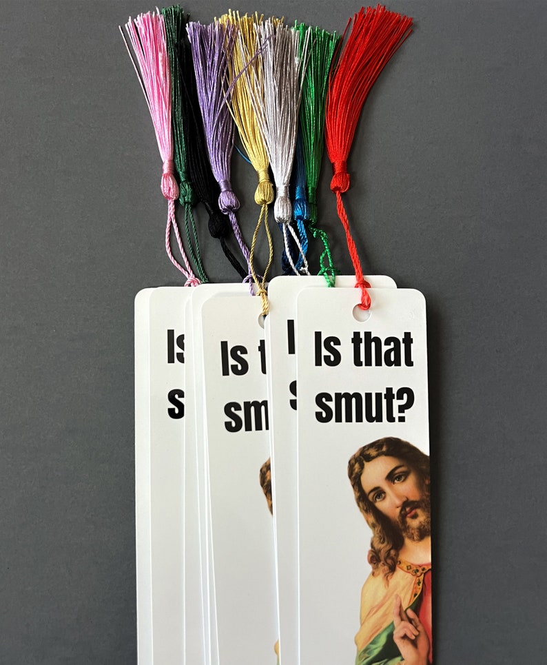 Is That Smut Funny Peeking Jesus Bookmark Romance Reader Gift Book Lover Gift Smut Lover Bookmark with Tassel image 3