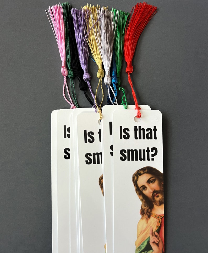 Funny Peeking Jesus Bookmark: Smut Lover Gift with Tassel immagine 3