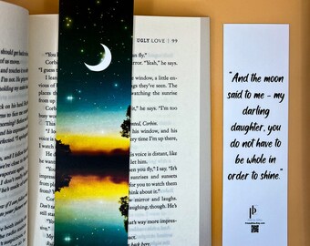 Crescent Moon Night Sky Bookmark: Inspirational Quote Gift