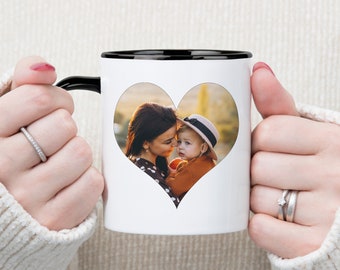 Personalized Photo Coffee Mug: Heart-Shaped Custom Ceramic Mug