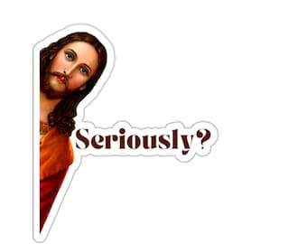 Funny Jesus "Seriously?" Sticker - Laptop, Car, Flask