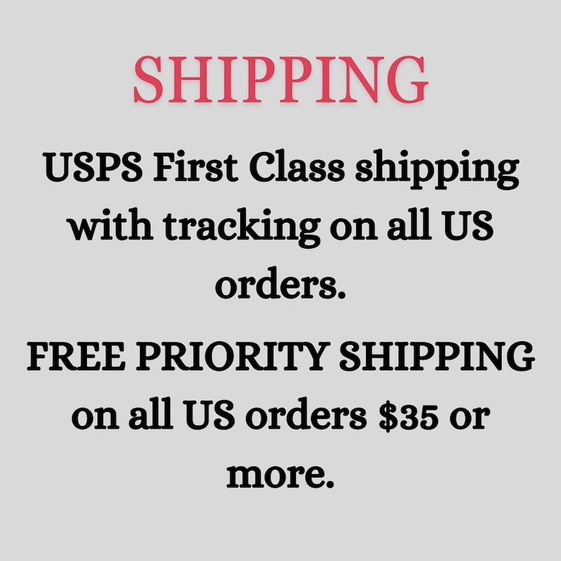 Pu&ograve; includere: Spedizione USPS First Class con tracciamento su tutti gli ordini degli Stati Uniti. SPEDIZIONE PRIORITARIA GRATUITA su tutti gli ordini degli Stati Uniti di $ 35 o pi&ugrave;.